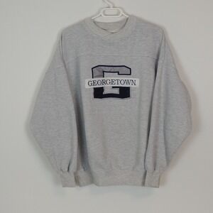 VTG Georgetown Gray Crewneck Sweatshirt Men's XL Embroidered Patch Logo Hoyas